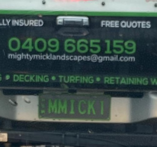 Registration number plate M M I C K I