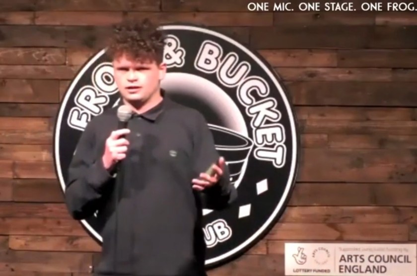 Young man with lots of curly hair